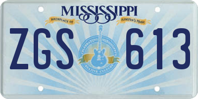MS license plate ZGS613