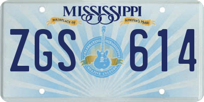 MS license plate ZGS614