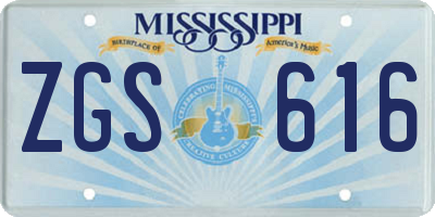 MS license plate ZGS616
