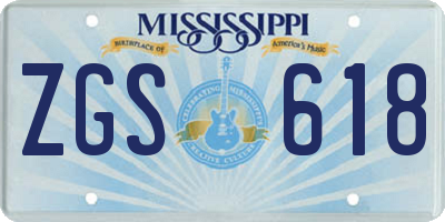 MS license plate ZGS618