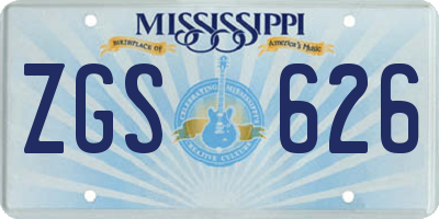 MS license plate ZGS626