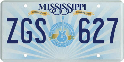 MS license plate ZGS627
