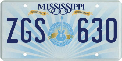 MS license plate ZGS630