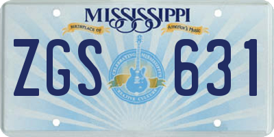 MS license plate ZGS631