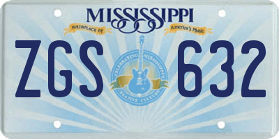 MS license plate ZGS632