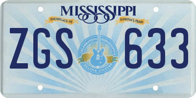 MS license plate ZGS633