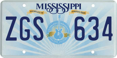 MS license plate ZGS634