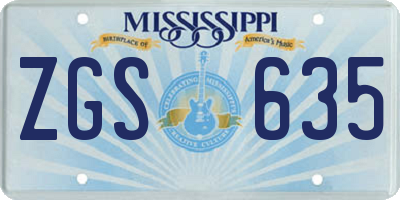 MS license plate ZGS635