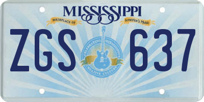 MS license plate ZGS637