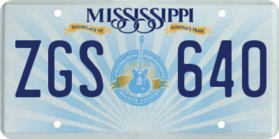 MS license plate ZGS640