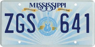 MS license plate ZGS641