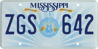 MS license plate ZGS642