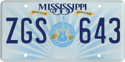 MS license plate ZGS643