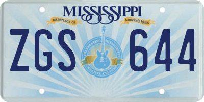 MS license plate ZGS644