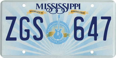 MS license plate ZGS647