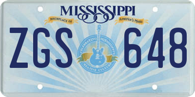 MS license plate ZGS648