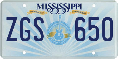 MS license plate ZGS650