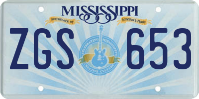 MS license plate ZGS653