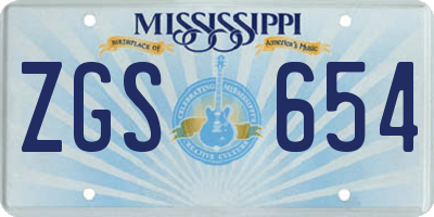 MS license plate ZGS654