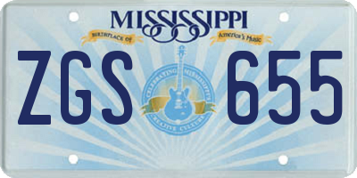 MS license plate ZGS655