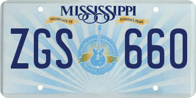 MS license plate ZGS660