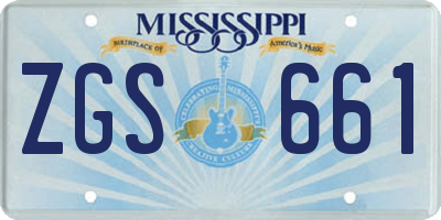 MS license plate ZGS661