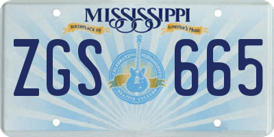 MS license plate ZGS665