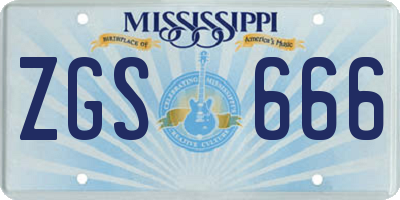 MS license plate ZGS666