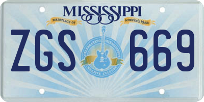 MS license plate ZGS669