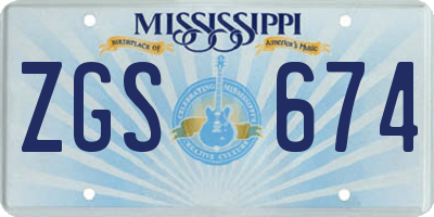 MS license plate ZGS674