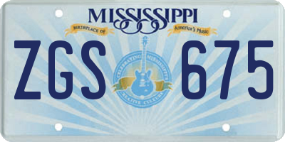 MS license plate ZGS675