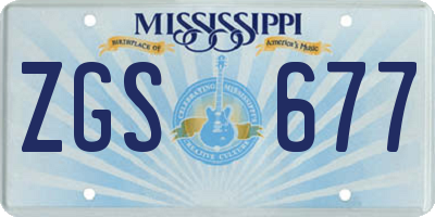MS license plate ZGS677