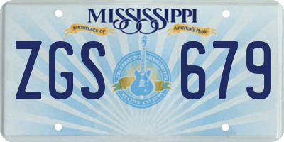 MS license plate ZGS679