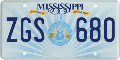 MS license plate ZGS680