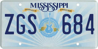 MS license plate ZGS684