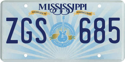 MS license plate ZGS685