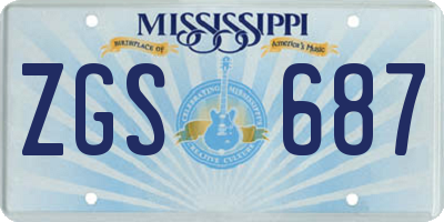 MS license plate ZGS687