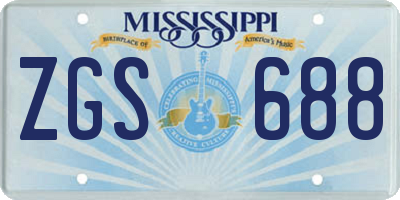 MS license plate ZGS688