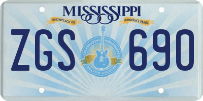 MS license plate ZGS690