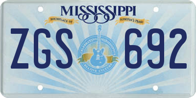 MS license plate ZGS692