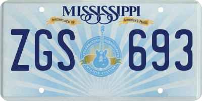 MS license plate ZGS693