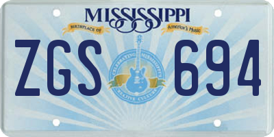 MS license plate ZGS694