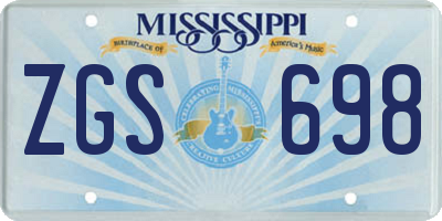 MS license plate ZGS698