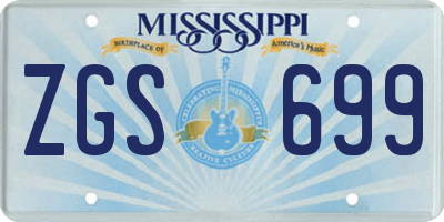 MS license plate ZGS699