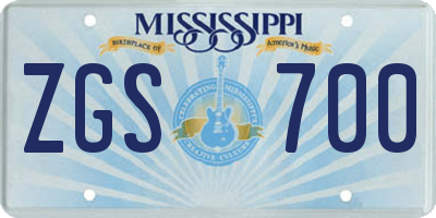 MS license plate ZGS700