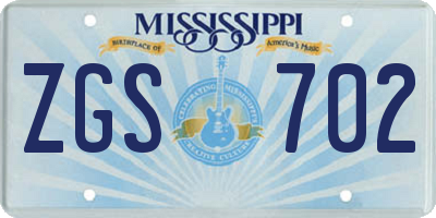 MS license plate ZGS702