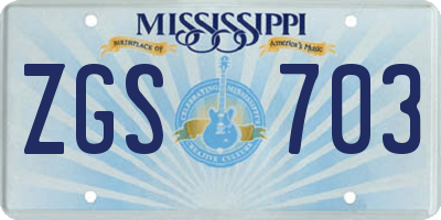 MS license plate ZGS703