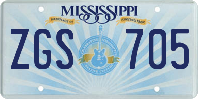 MS license plate ZGS705
