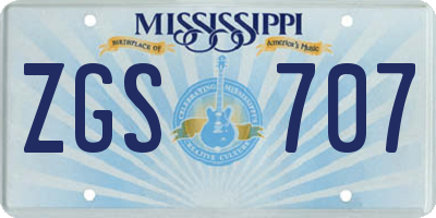 MS license plate ZGS707