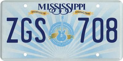 MS license plate ZGS708